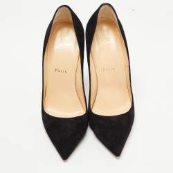 Pre Owned Christian Louboutin Black Suede Pigalle Pumps Size 38