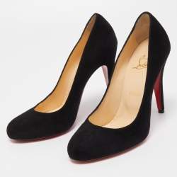 Pre Owned Christian Louboutin Black Suede Fifi Pumps Size 38