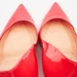 Pre Owned Christian Louboutin Neon Coral Patent Leather So Kate Pointed Toe Pumps Size 40.5