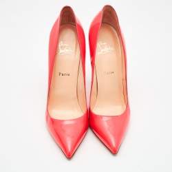 Pre Owned Christian Louboutin Neon Coral Patent Leather So Kate Pointed Toe Pumps Size 40.5