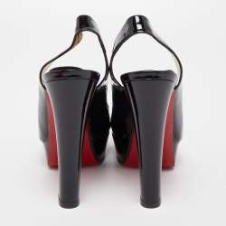 Christian Louboutin Black Patent Leather Marple Town Slingback Sandals Size 37.5