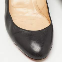 Pre Owned Christian Louboutin Black Leather RonRon Zeppa Pumps Size 39