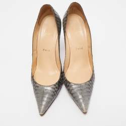 مملوكة مسبقًا Christian Louboutin Grey/Green Python Leather Kate Pumps Size 40.5