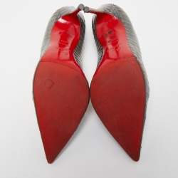مملوكة مسبقًا Christian Louboutin Grey/Green Python Leather Kate Pumps Size 40.5
