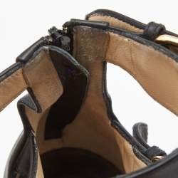 Christian Louboutin Black Perforated Leather Fencing Strappy Sandals Size 39.5