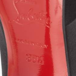 Pre Owned Christian Louboutin Black Satin Matrinana Peep Toe Pumps Size 35.5