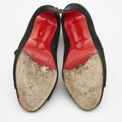 Pre Owned Christian Louboutin Black Suede and Mesh Disorder Ankle Booties Size 39.5