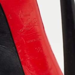 Pre Owned Christian Louboutin Black Leather Daffodile Pumps Size 38