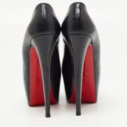 Pre Owned Christian Louboutin Black Leather Daffodile Pumps Size 38