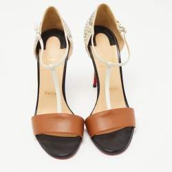 Christian Louboutin Tricolor Python and Leather True Blue Sandals Size 39.5