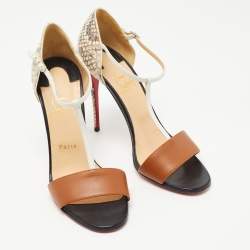 Christian Louboutin Tricolor Python and Leather True Blue Sandals Size 39.5