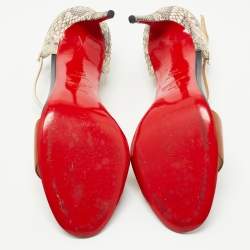 Christian Louboutin Tricolor Python and Leather True Blue Sandals Size 39.5