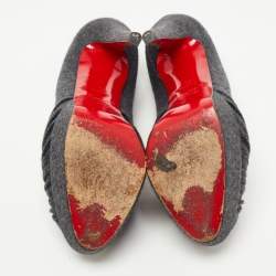 Pre Owned Christian Louboutin Grey Wool Jenny Pumps Size 38