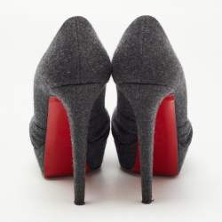 Pre Owned Christian Louboutin Grey Wool Jenny Pumps Size 38