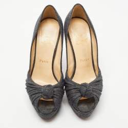 Pre Owned Christian Louboutin Grey Wool Jenny Pumps Size 38