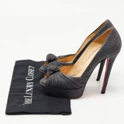 Pre Owned Christian Louboutin Grey Wool Jenny Pumps Size 38