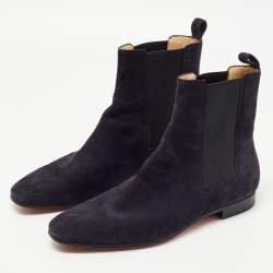 Pre Owned Christian Louboutin Navy Blue Suede Chelsea Boots Size 40
