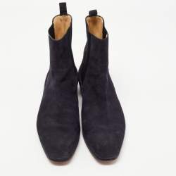 Pre Owned Christian Louboutin Navy Blue Suede Chelsea Boots Size 40