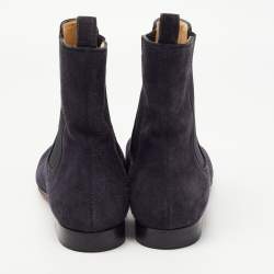 Pre Owned Christian Louboutin Navy Blue Suede Chelsea Boots Size 40