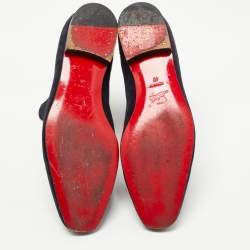 Pre Owned Christian Louboutin Navy Blue Suede Chelsea Boots Size 40