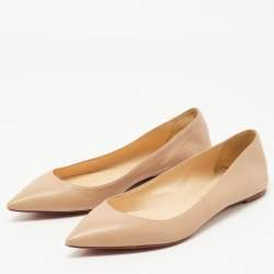Pre Owned Christian Louboutin Beige Leather Pigalle Ballet Flats Size 40