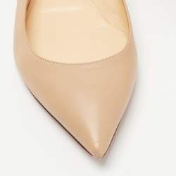 Pre Owned Christian Louboutin Beige Leather Pigalle Ballet Flats Size 40