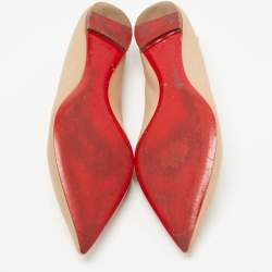 Pre Owned Christian Louboutin Beige Leather Pigalle Ballet Flats Size 40