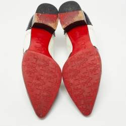 Pre Owned Christian Louboutin Black/White Brogue Patent Leather Zazou Oxfords Size 40