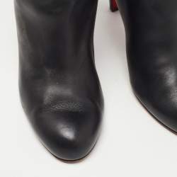 Pre Owned Christian Louboutin Black Leather Majung Mid Calf Boots Size 40