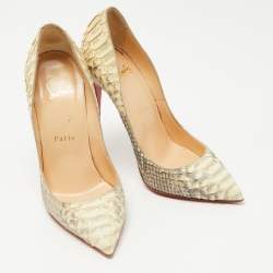 Pre Owned Christian Louboutin Light Yellow/Grey Python Pigalle Follies Pumps Size 36