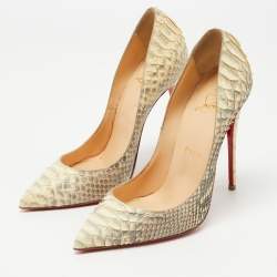 Pre Owned Christian Louboutin Light Yellow/Grey Python Pigalle Follies Pumps Size 36