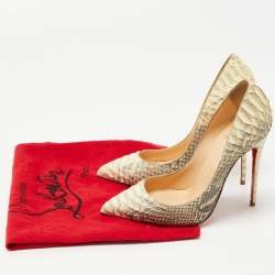 Pre Owned Christian Louboutin Light Yellow/Grey Python Pigalle Follies Pumps Size 36