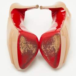 مملوكة مسبقًا Christian Louboutin Beige Patent Lady Peep Slingback Sandals Size 38