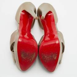 Pre Owned Christian Louboutin Gold Leather Volpi D'orsay Pumps Size 38