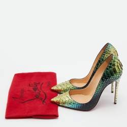 Pre Owned حذاء كعب عالي كريستيان لوبوتان مقدمة مدببة قوس قزح جلد ثعبان سو كيت مقاس 36.5