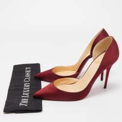 Pre Owned Christian Louboutin Red Satin Iriza Pumps Size 39