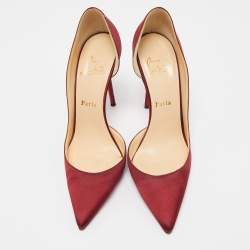 Pre Owned Christian Louboutin Red Satin Iriza Pumps Size 39