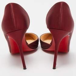 Pre Owned Christian Louboutin Red Satin Iriza Pumps Size 39