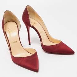 Pre Owned Christian Louboutin Red Satin Iriza Pumps Size 39