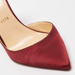 Pre Owned Christian Louboutin Red Satin Iriza Pumps Size 39