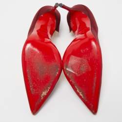 Pre Owned Christian Louboutin Red Satin Iriza Pumps Size 39