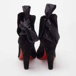 Pre Owned Christian Louboutin Black Suede Kristofa Ankle Booties Size 40.5