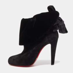 Pre Owned Christian Louboutin Black Suede Kristofa Ankle Booties Size 40.5