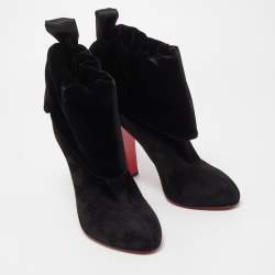 Pre Owned Christian Louboutin Black Suede Kristofa Ankle Booties Size 40.5