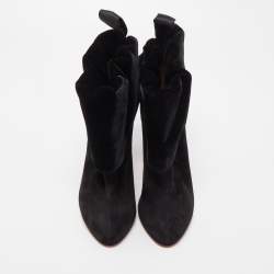 Pre Owned Christian Louboutin Black Suede Kristofa Ankle Booties Size 40.5
