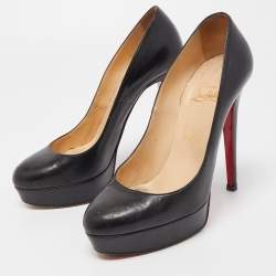 Pre Owned Christian Louboutin Black Leather Bianca Pumps Size 39