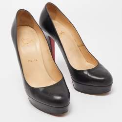 Pre Owned Christian Louboutin Black Leather Bianca Pumps Size 39