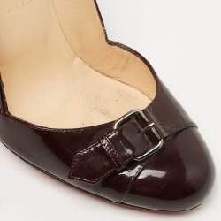 Pre Owned Christian Louboutin Burgundy Patent Leather Lilibelt Buckle Detail Pumps Size 37