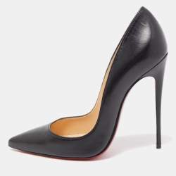 Christian Louboutin So Kate Black Patent Pointed-Toe Red Sole Pumps Size 8