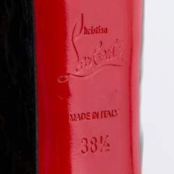 Christian Louboutin Black Patent Leather Highness Peep Toe Platform Pumps Size 38.5